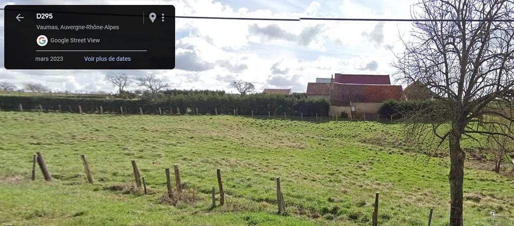 Vue de la ferme de la Loge Prunier à Vaumas, vue Google Street View